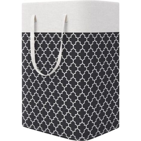 Panier à linge pliable et étanche avec longue poignée, bac à linge durable, panier de rangement pour jouets de chambre à coucher, salle de bain, dortoir, 75 L, gris (1/5)