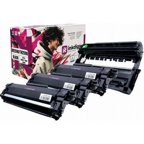 Inkdigo Trommel + Toner DR2590 TN2590 kompatibel mit Brother HL-L2442DW TÜV-zertifiziert (1/5)