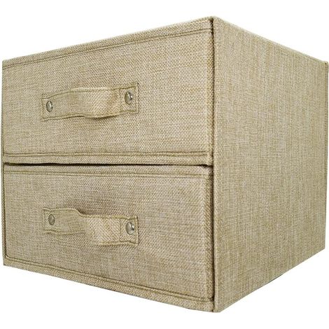 Cassettiera in tessuto, torre portaoggetti per vestiti, biancheria intima, calzini, cravatte, sciarpe, beige, 2 cassetti grandi, beige