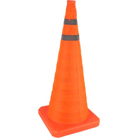 Cône de signalisation pliable avec collerette réfléchissante, extensible, pour le stationnement et la pratique de la conduite, 70 cm / 27,6 pouces