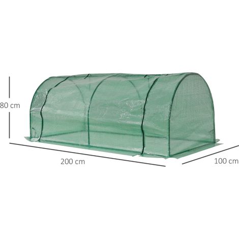 Serre chaude verte 200x100x80cm acier plastique, porte châssis froid culture végétale (1/4)