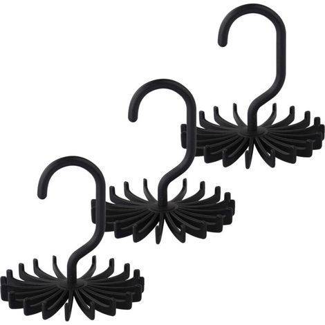 3 Pack Tie Holder for Closet, Closet Organizer, Tie Hanger Hook, Headband Holder (Black) (1/5)