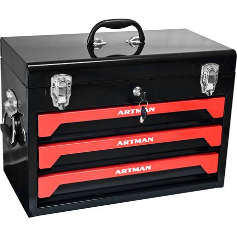 Outils en acier portables à trois niveaux de 20" avec serrures métalliques au lieu d’outils. - Noir & rouge (NOIR & ROUGE) (1/5)