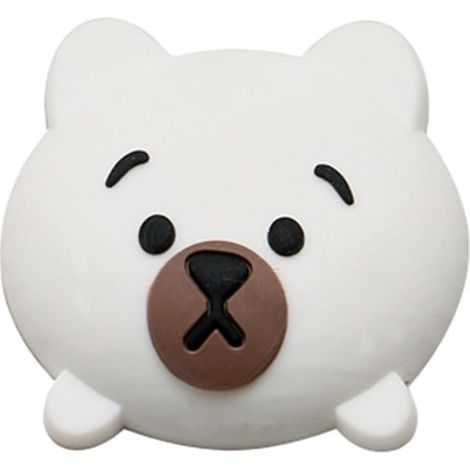 Cale De Porte Poignée De Porte De Dessin Animé,Tampon Anti-Collision,Protection Murale D'Aspiration De Porte,Autocollant En Silicone Silencieux 2Pièces,Ours Blanc
