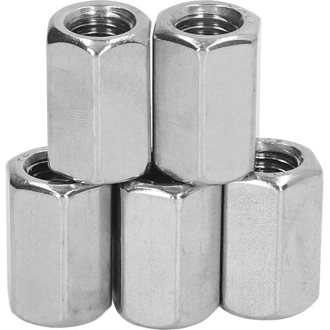 Lot de 5 écrous hexagonaux M12 x 1,75, 19 L30 mm, en acier inoxydable antirouille, pour tige longue à 6 pans. (1/5)