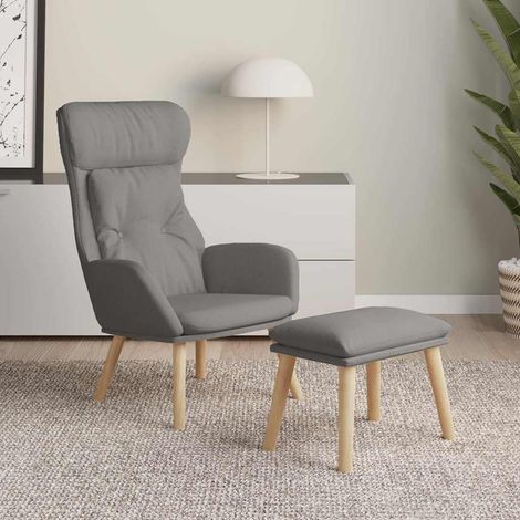 vidaXL Sillón de relax con taburete tela gris claro (1/5)