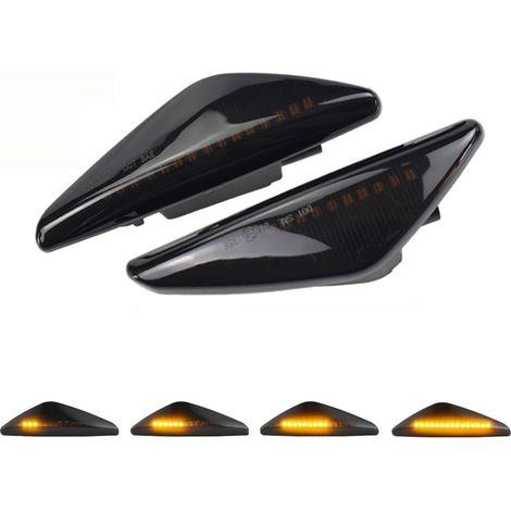 Clignotant de voiture, lampe de feu de position latérale de clignotant dynamique à LED pour X3 F25 X5 E70 X6 E71 E72 (Noir) (1/5)