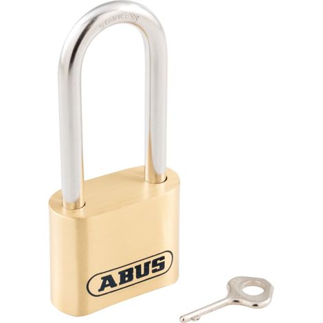 ABUS 32075 180IB/50HB63 50mm Brass Body Combination Padlock with Long Shackle and 4-Digit Resettable Combination, Carded (1/4)