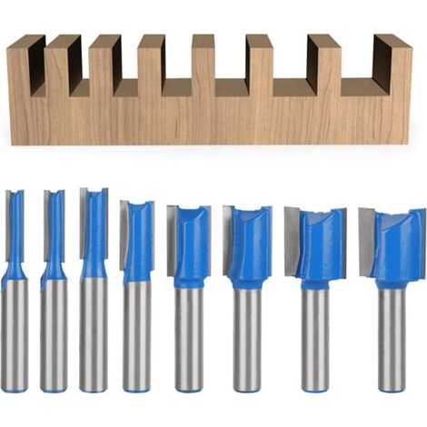 Ensemble de 8 forets droites de 8 mm, double flûte droite pour outils de menuiserie, 5 mm, 6 mm, 8 mm, 10 mm, 12 mm, 14 mm, 18 mm, 20 mm (1/5)