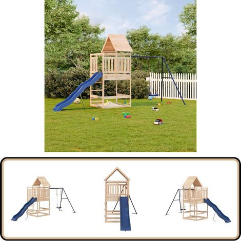Spielturm Massivholz Kiefer - Holzspielplatz - Spielturm - Kiefernholz - Kinderspielgeräte - Gartenspielplatz