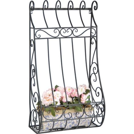Porte plantes mural - L 50 x l 25,6 x H 91,4 cm - Noir - Livraison gratuite (1/5)