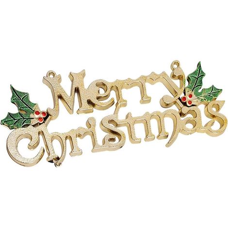 1 Panneau décoratif, Lettres dorées découpées laser, Paillettes brillantes, Pour sapin porte couronne (1/5)