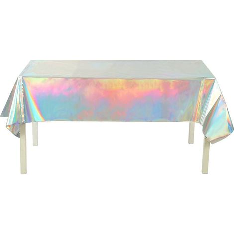 Tischdecken aus Kunststoff, Tischdecken aus laserholografischer Folie für Party- und Hochzeitsdekorationen, 137 x 274 cm (1/4)