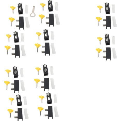 Verrous Fenêtre Coulissante Sécurité Butées avec Clés – Installation Facile Vertical Horizontal Fenêtres, Noir 10 Sets (1/5)