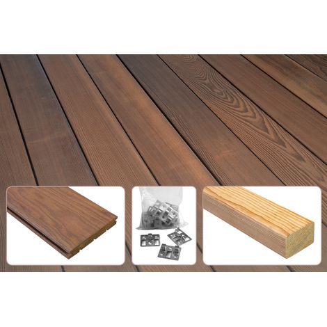 Lames de terrasse en frêne thermo 130x21mm (livraison par transporteur) Sous-construction & clips de montage: Accessoires de montage (20 pièces), Clips de montage inoxydables (1/5)