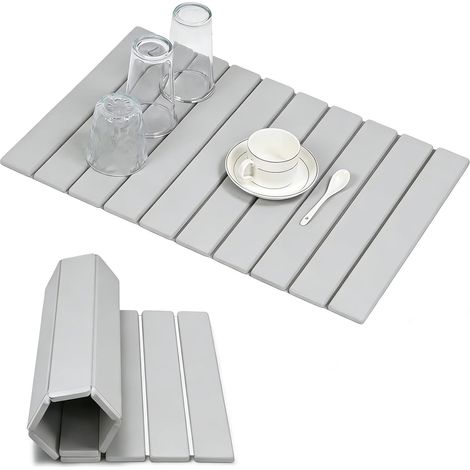 Diatomite Dish Drying Mat Kitchen Mat Bath Mat Diatomite Sink and Kitchen Mat Absorbent Dish Drainer Foldable Dish Drainer White (39 x 60 cm) (1/5)