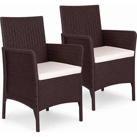 Set of 2 Rattan-Effect Garden Armchairs with Cushions (1/5)
