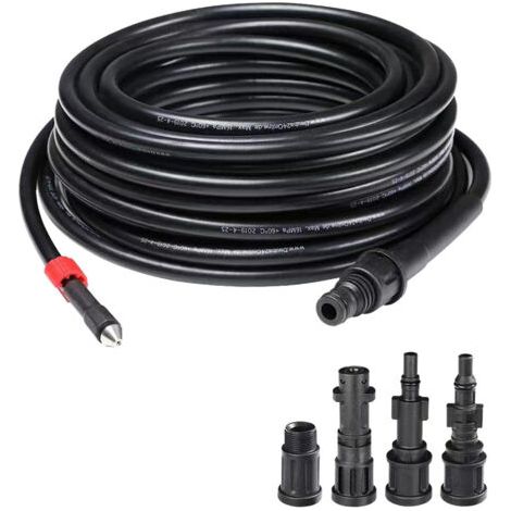 1 pièce tuyau de nettoyage haute pression 15 m, 4 raccords, 155 bar - 529 bar, 60°C, kit de nettoyage de tuyau, tuyau de lavage, accessoires de lavage pour Kärcher Lavor, Interpump, Bosch nettoyeurs h (1/5)