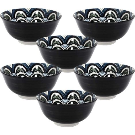 Set de 6 bols en porcelaine bleu mandala (Ø15cm) - MANDALA (1/4)