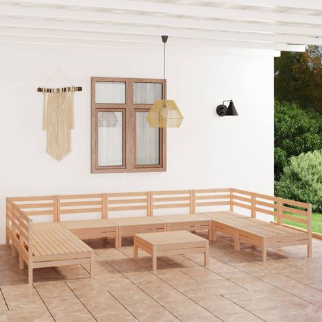 10-tlg. Garten-Lounge-Set Massivholz Kiefer (1/5)
