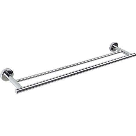 Inda - Porte-serviettes double Styl en acier poli L.65 cm
