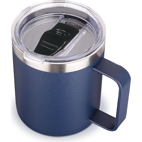 Tasse à café isolée en acier inoxydable de 400 ml avec couvercle anti-fuite, tasse de voyage à double paroi sous vide avec poignée, tasses réutilisables en métal, tasses de camping pour (1/5)