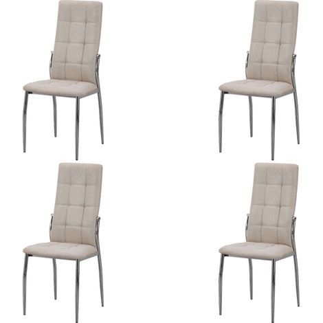 Pack 4 Sillas de Comedor Laci Beige, Sillas de Salón Estructura de Metal 46x102x52 cm (1/5)