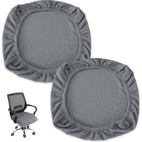 2 Pièces Housse Tabouret Rond, Extensible pour Chaise de Salle à Manger, Pivotant de Bar, Protege Siege Bureau, Lavable,Gris (1/5)