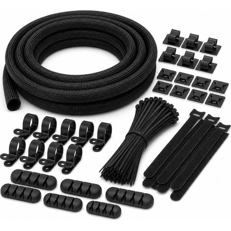 Kit de Rangement Câbles 188 Pièces pour Bureau Maison Noir (1/5)