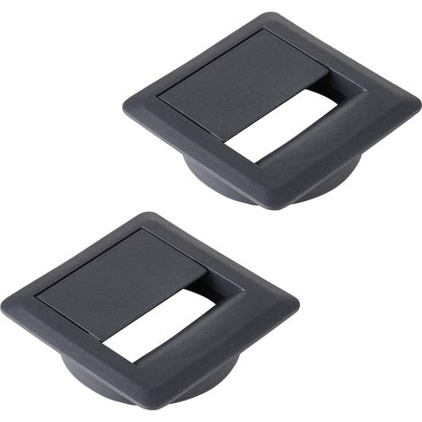 2 Stück CAVO Kabeldurchlässe (70 x 70 mm, Höhe 18,3 mm, 60 mm Durchmesser, anthrazit) (1/5)