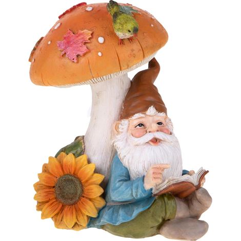 Statuetta di Gnomo seduto con fungo decorazione natalizia da 21 x h 21 cm (1/4)