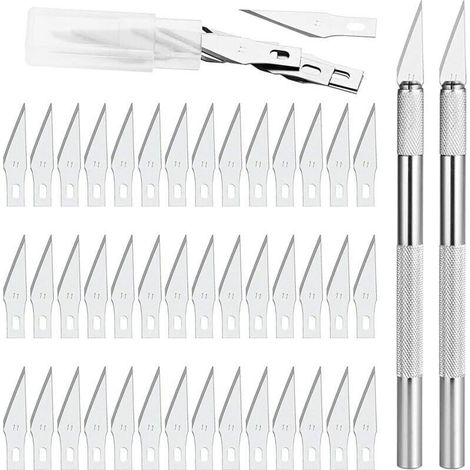 Precision Cutter 2 Scalpel avec 42 lames, Cutter de Précision Couteau pour Découpe de Travail d'art Bricolage, Spéléologie, Sculpture, Diy Sculpture Couteaux de Loisirs (1/4)
