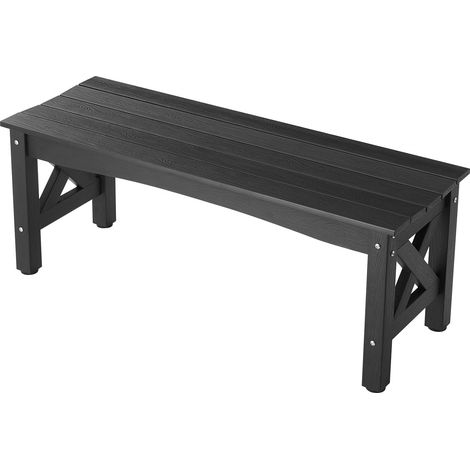 Mophorn Banco de jardín 1130 x 400 x 435 mm, asiento para 1-2 personas, estructura de plástico duradera con almohadillas ajustables, ideal para patio, jardín, parque o porche, color negro