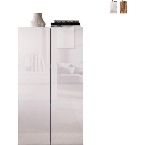 Armadio multiuso soggiorno ufficio 2 ante 2 scaffali 63x35x114cm Liara - Bianco