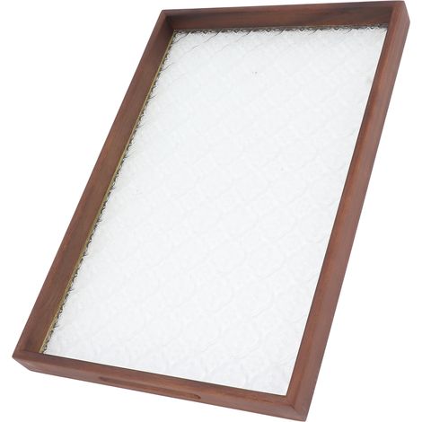 Rechteckiges Teetablett aus robustem Holz und Glas, ideal für Kuchen, Brot, Frühstück und Snacks, große Größe (1/5)