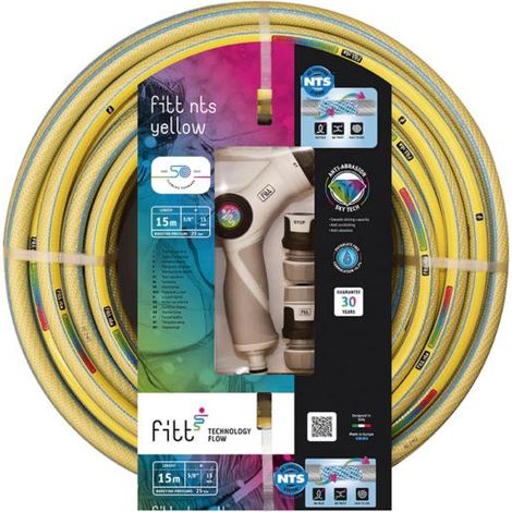 Tuyau d&aposirrigation No Torsion White Plus avec accessoires Fitt - talla Ø 15mm x15m