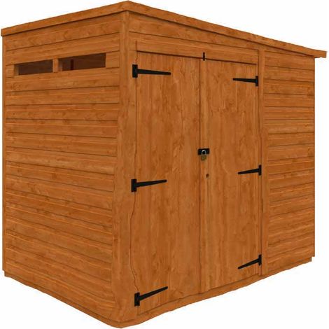 4x6 Flex Pent Security Doubel Door 12mm Flex - L123.8 x W175 x H203 cm - Solid Wood/Softwood/Pine - Burnt Orange