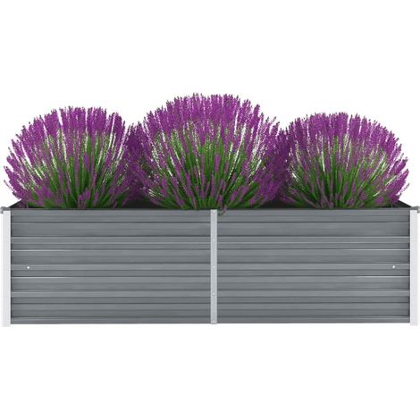 Lit surélevé de jardin-Jardinière surélevée-Bac de jardin surélevé Acier galvanisé 160x40x45 cm Gris (1/5)
