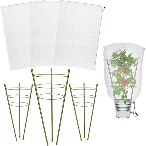Cage de soutien pour plantes réglable, sac de protection pour plants de tomates, cage à tomates avec filet, adaptée aux plantes grimpantes (1/5)