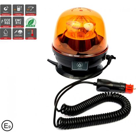 Kabellose, akkubetriebene Signal-LED-Lampe, Glasbehälter, Magnet und Saugnapf, 12–24 V, 10 SMD-LEDs, wiederaufladbarer Akku

(An