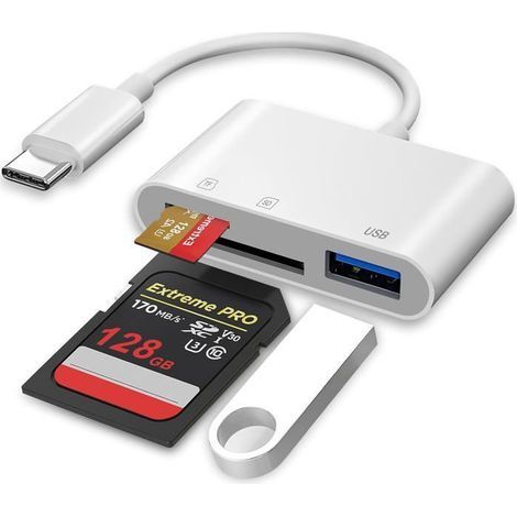 Lecteur De Carte Usb C Sd, Adaptateur De Carte Mémoire Tf Avec Port Usb A Pour 15 16//Mac/Ordinateur (1/5)