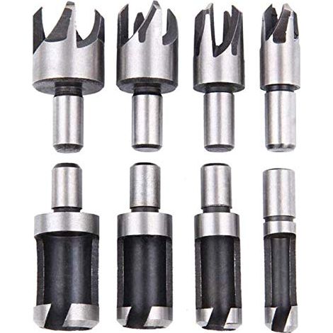 Lot de 8 forets à bois en acier à haute teneur en carbone 6 mm/10 mm/13 mm/16 mm (1/4)