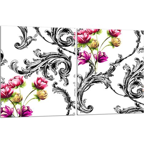 2 plaques de protection en verre pour cuisinière 40x52 fleurs (1/5)