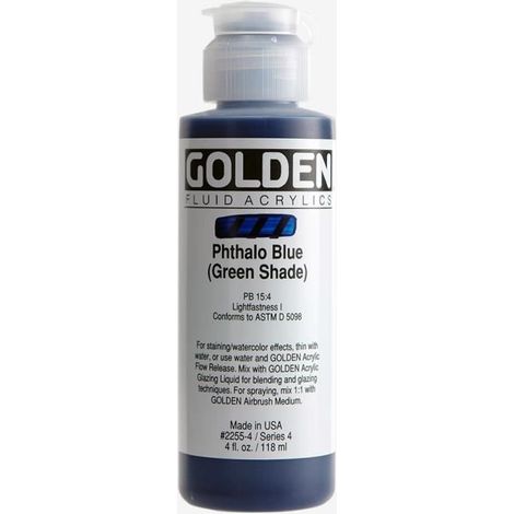 Peinture Acrylique Liquide - GOLDEN - Phthalo Blue Green Shade - 119ml - Haute résistance - Flexibilité