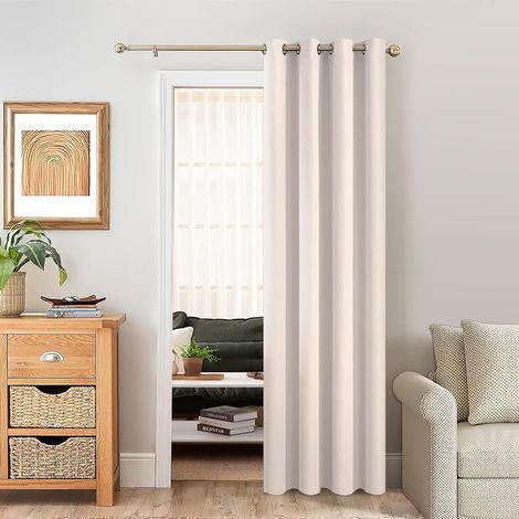 Beige Thermal Blackout Curtain Light Blocking Double Thermal Insulated Curtains Anti Cold and Heat Door with Eyelets for Windows Living Room Bedroom Balcony, 140 (L) x 225 (H) cm, 1 Piece (1/5)