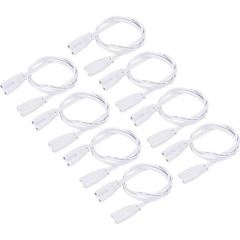 Lampe Connexion Fil pour T4 T5 T8 LED Tube, 50cm 2 Broche Double Terminal Lumiere Liaison Cordons Rallonge Câble Paquet de 8 (1/5)