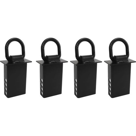 Lot de 4 anneaux en D pour fixation de ridelles, noirs, amovibles et robustes, pour remorques utilitaires, plateaux et camions cargo avec goupille d'attelage (1/5)