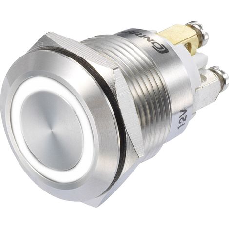TRU COMPONENTS 1273006 GQ19F-10E/W/12V/S Druckschalter 48 V/DC 3 A 1 x Ein/(Ein) tastend Weiß  IP65