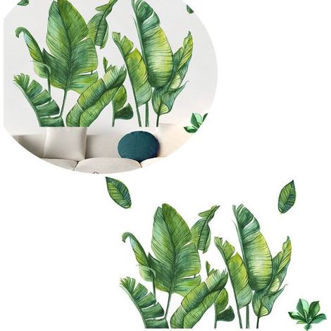 Pegatinas de pared de hojas, Pegatina de planta verde, Papel pintado autoadhesivo, Pegatinas de pared de sala de estar, Pegatina de pared (1/5)