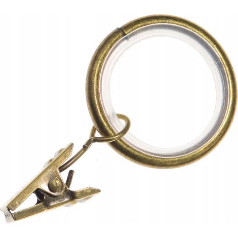 Anneaux silencieux avec clips Fi 16-19 mm Tringle à rideaux en métal style antique, lot de 20 (1/5)